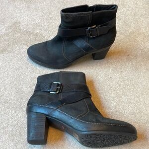 Clarks Black Ankle Boots with Buckle Detail